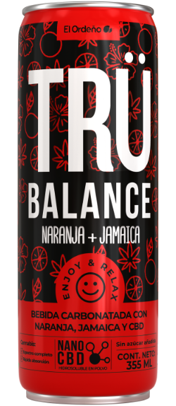 Lata de bebida grande de Agua saborizada de Naranja con Jamaica CBD