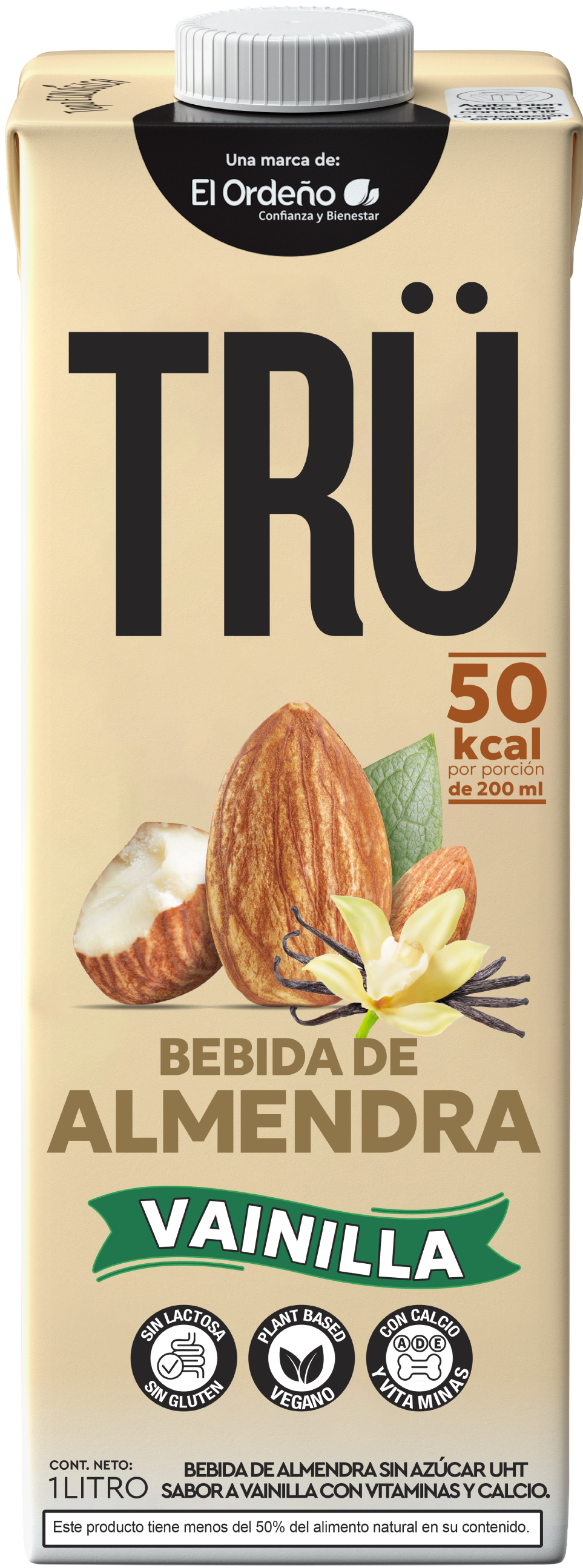 Bebida de almendra y vainilla sin azúcar de un litro alimento en Generación Trü