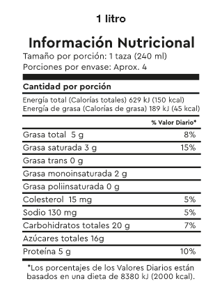 Información nutricional de avena de canela en Cuenca