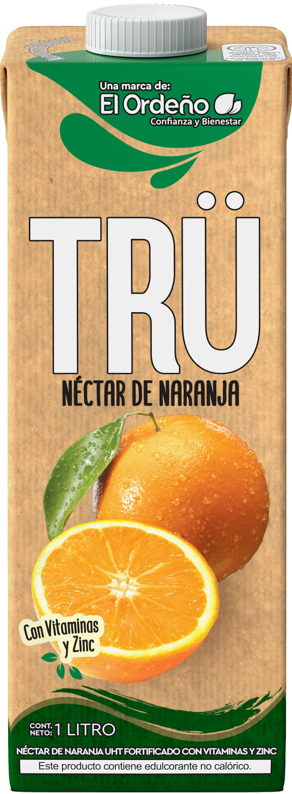 Cartón de néctar de durazno en el Ordeno en Ecuador