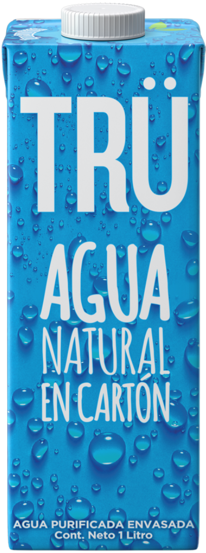 Alimentación saludable y sostenible con agua en carton Trü